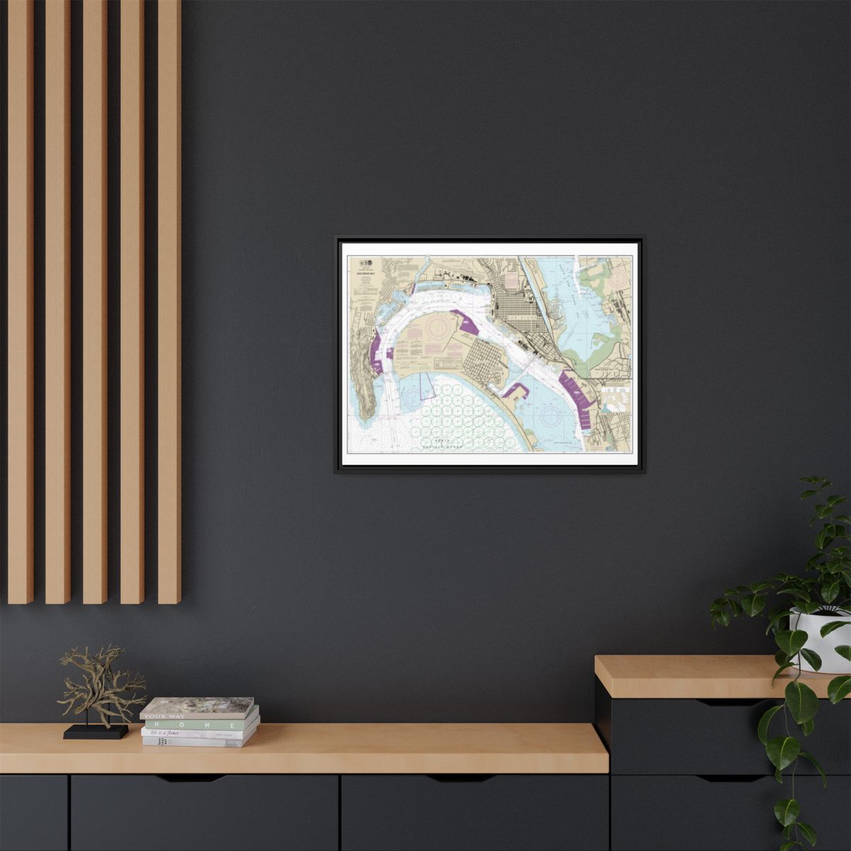 Chart 18773 San Diego Bay - NOAA Nautical Chart Floating Frame Canvas | 32" x 24" | 40" x 30" - Black context-2