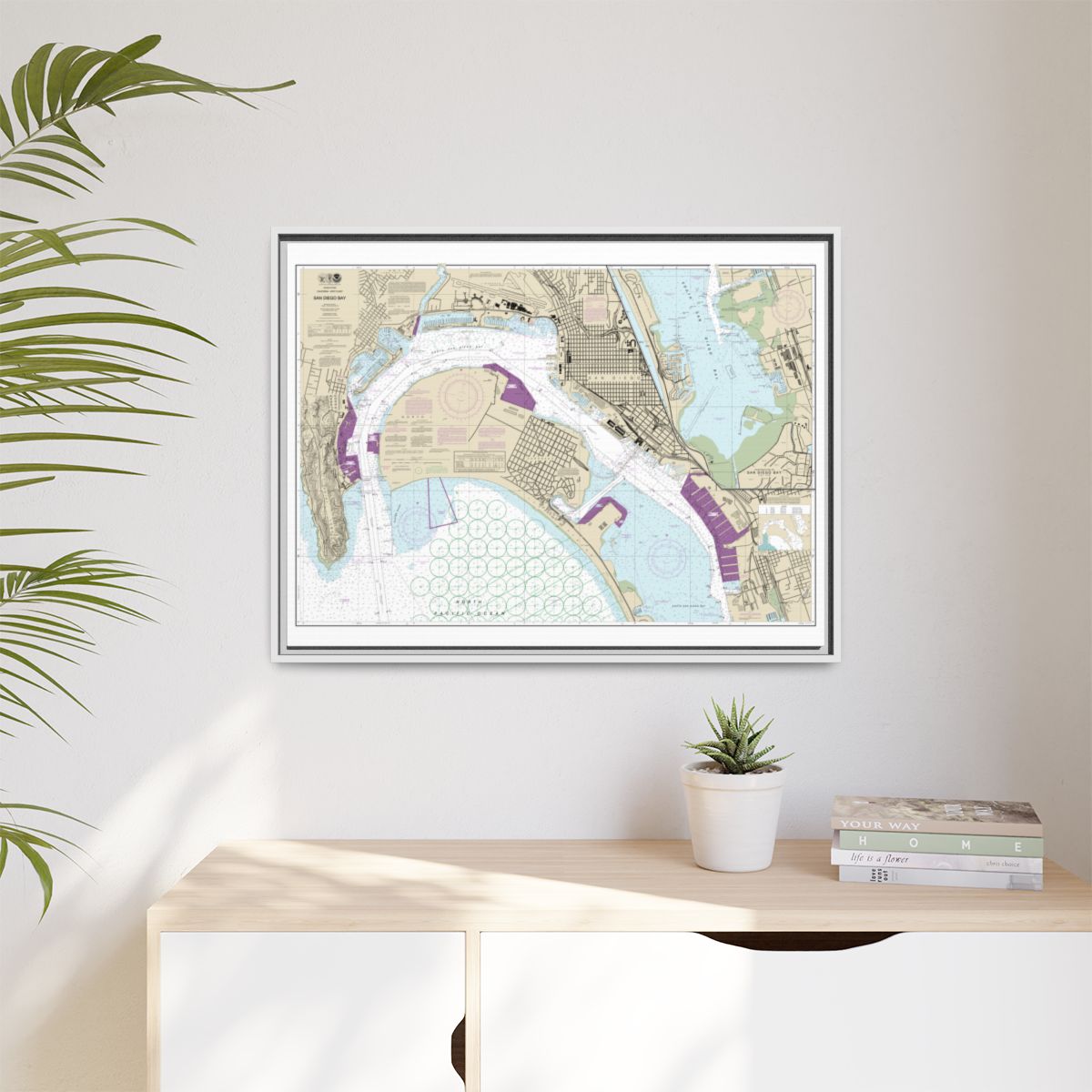 Chart 18773 San Diego Bay - NOAA Nautical Chart Floating Frame Canvas | 32" x 24" | 40" x 30" - White context-1