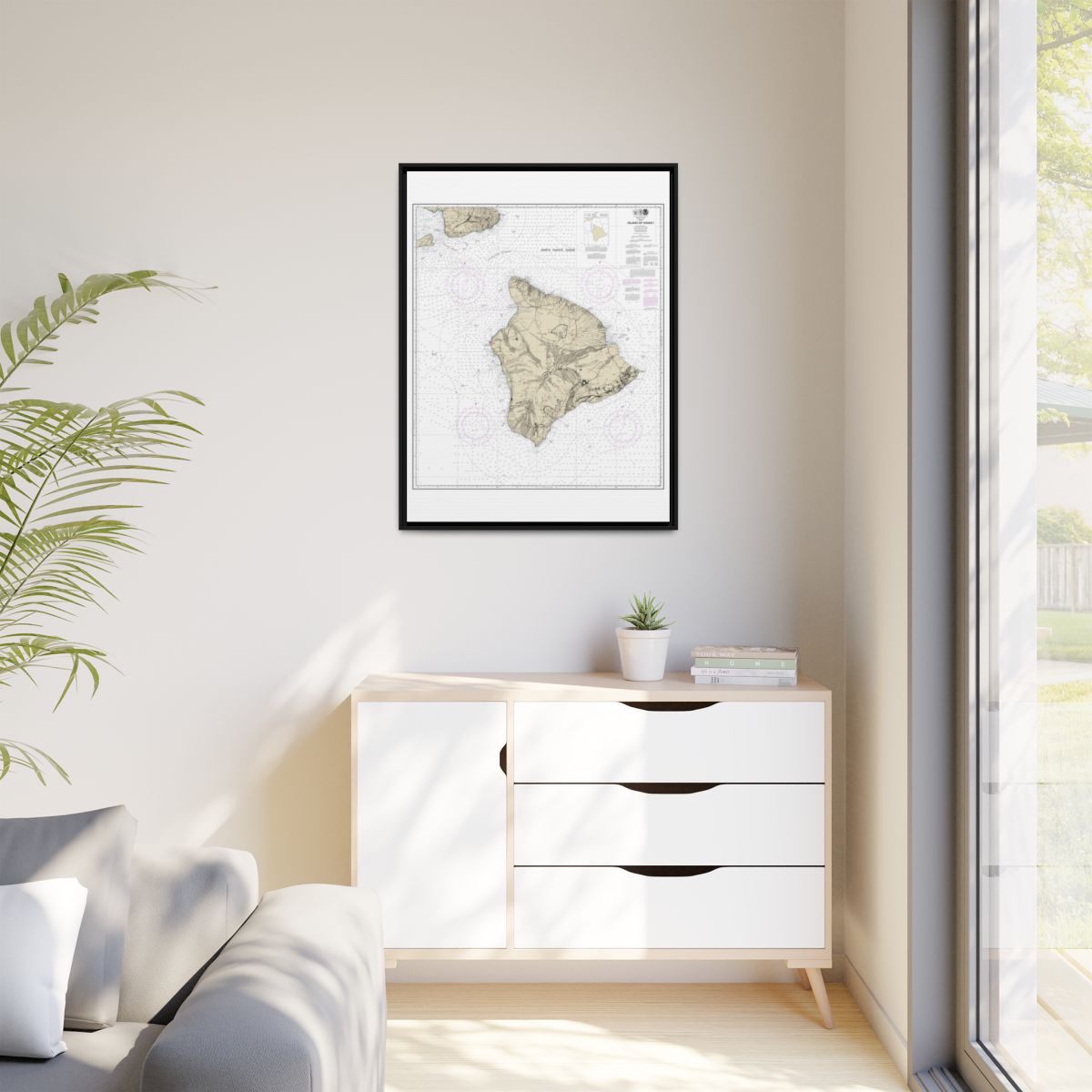 Chart 19320 Island Of Hawaii - NOAA Nautical Chart Floating Frame Canvas | 24" x 32" | 30" x 40" - Black context-1