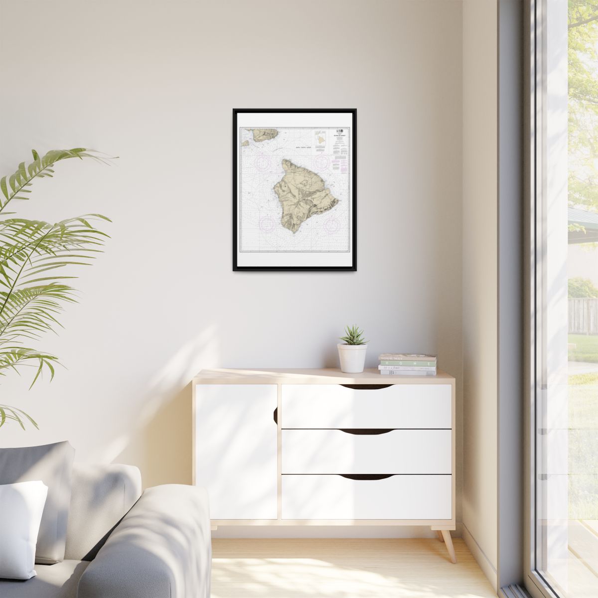 Chart 19320 Island Of Hawaii - NOAA Nautical Chart Floating Frame Canvas | 24" x 32" | 30" x 40" - Black context-1