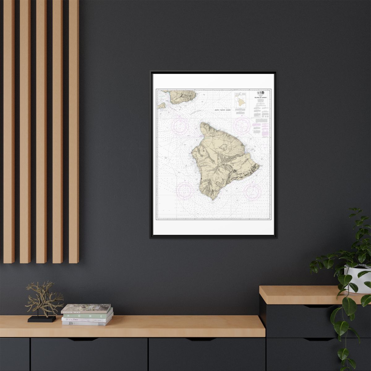 Chart 19320 Island Of Hawaii - NOAA Nautical Chart Floating Frame Canvas | 24" x 32" | 30" x 40" - Black context-2