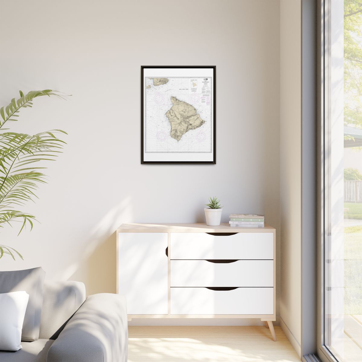 Chart 19320 Island Of Hawaii - NOAA Nautical Chart Floating Frame Canvas | 24" x 32" | 30" x 40" - Espresso context-1