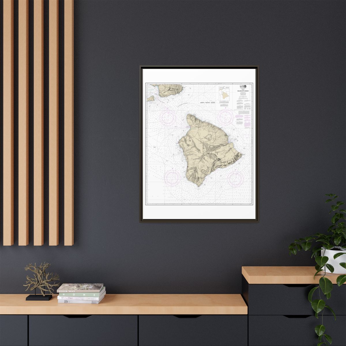 Chart 19320 Island Of Hawaii - NOAA Nautical Chart Floating Frame Canvas | 24" x 32" | 30" x 40" - Espresso context-2