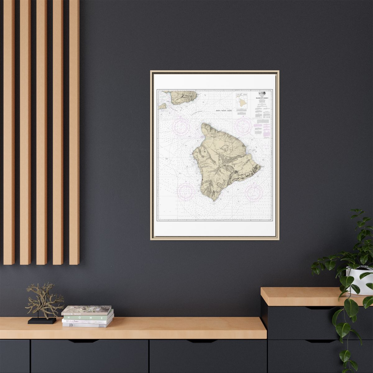Chart 19320 Island Of Hawaii - NOAA Nautical Chart Floating Frame Canvas | 24" x 32" | 30" x 40" - Natural context-2