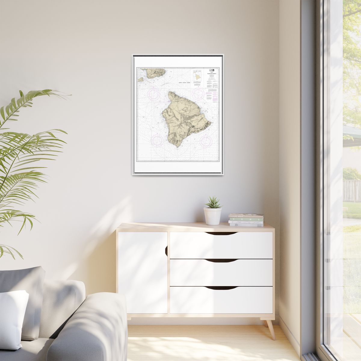 Chart 19320 Island Of Hawaii - NOAA Nautical Chart Floating Frame Canvas | 24" x 32" | 30" x 40" - White context-1