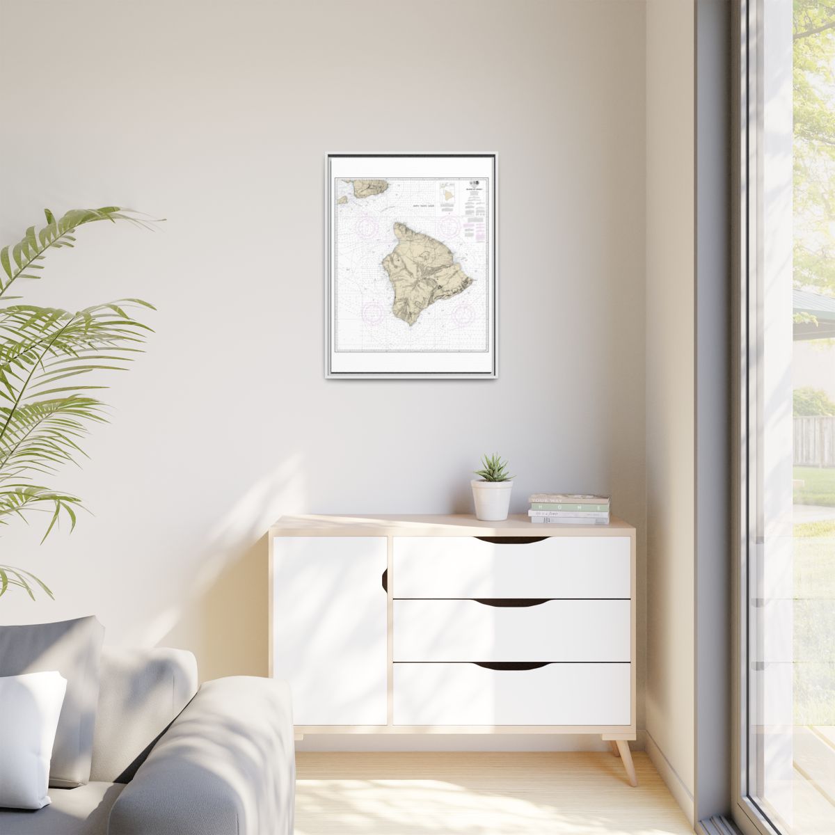 Chart 19320 Island Of Hawaii - NOAA Nautical Chart Floating Frame Canvas | 24" x 32" | 30" x 40" - White context-1