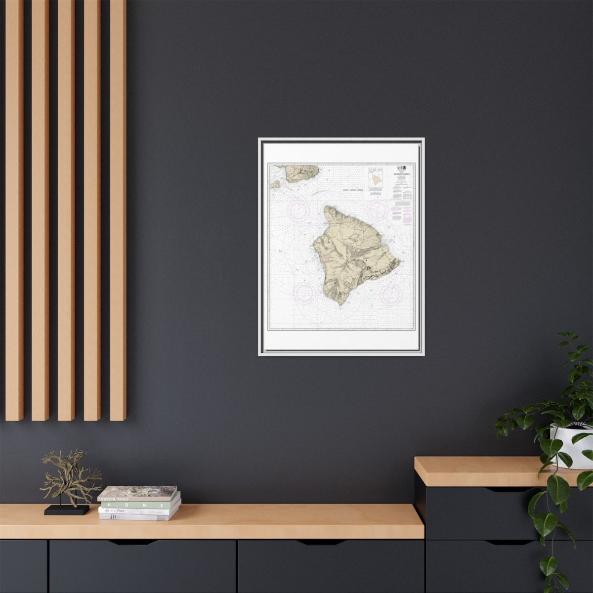 Chart 19320 Island Of Hawaii - NOAA Nautical Chart Floating Frame Canvas | 24" x 32" | 30" x 40" - White context-2
