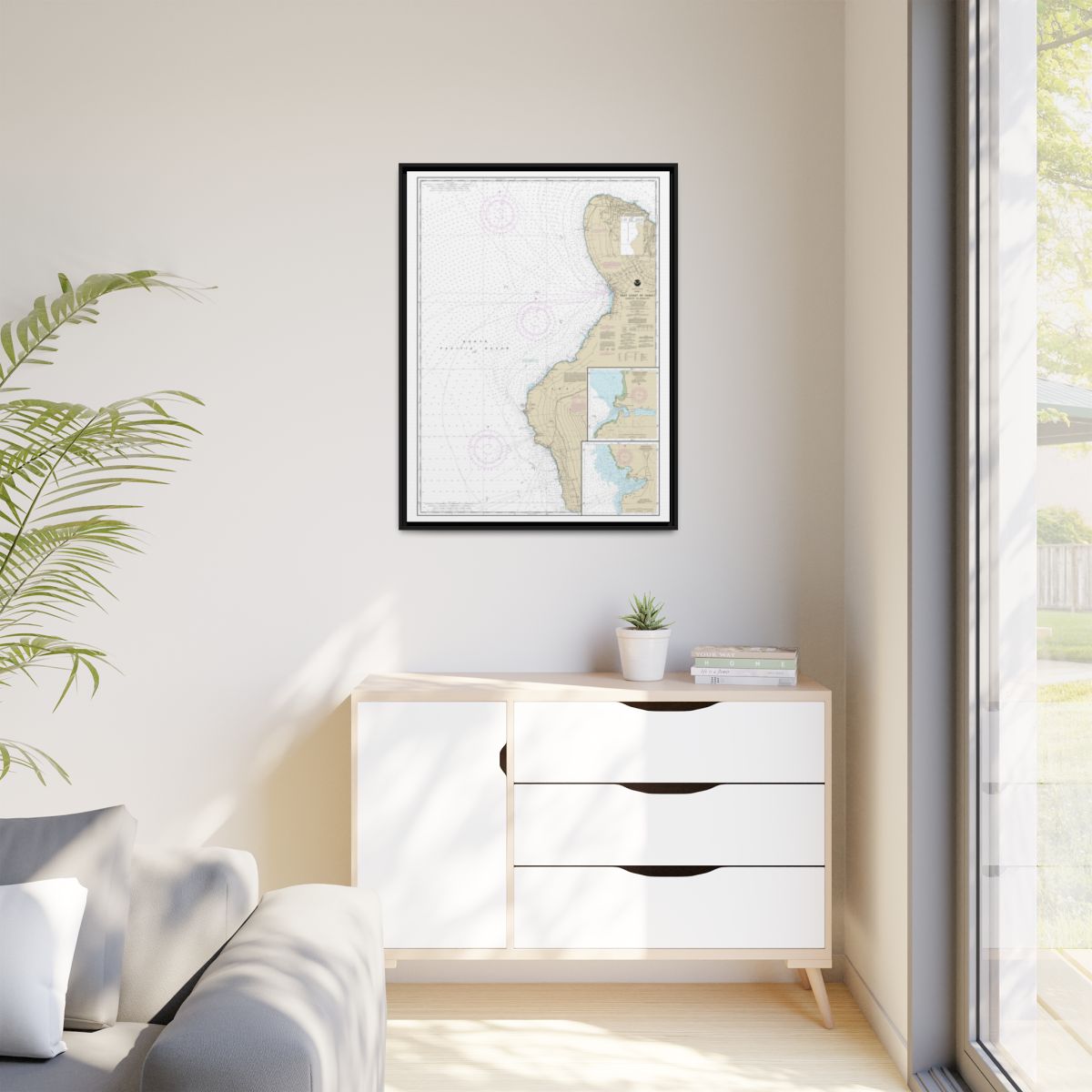 Chart 19327 West Coast of Hawaii Cook Point to Upolu Point;Keauhou Bay;Honokohau Harbor - NOAA Nautical Chart Floating Frame Canvas | 24" x 32" | 30" x 40" - Black context-1