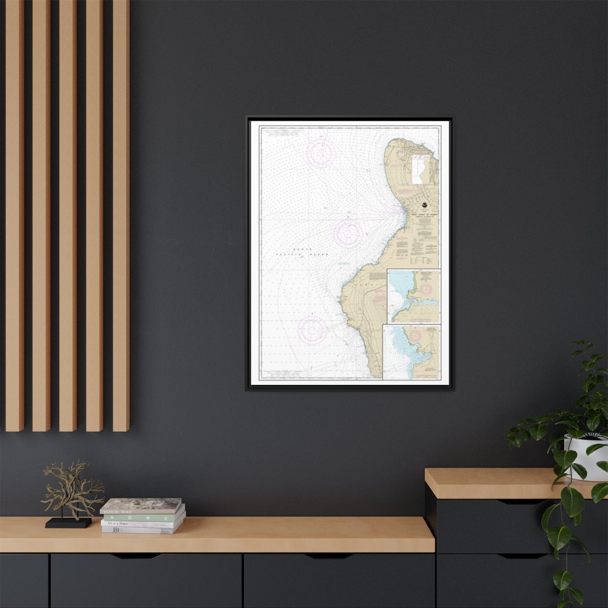Chart 19327 West Coast of Hawaii Cook Point to Upolu Point;Keauhou Bay;Honokohau Harbor - NOAA Nautical Chart Floating Frame Canvas | 24" x 32" | 30" x 40" - Black context-2
