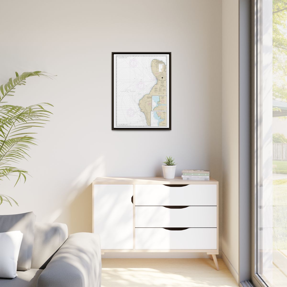 Chart 19327 West Coast of Hawaii Cook Point to Upolu Point;Keauhou Bay;Honokohau Harbor - NOAA Nautical Chart Floating Frame Canvas | 24" x 32" | 30" x 40" - Espresso context-1