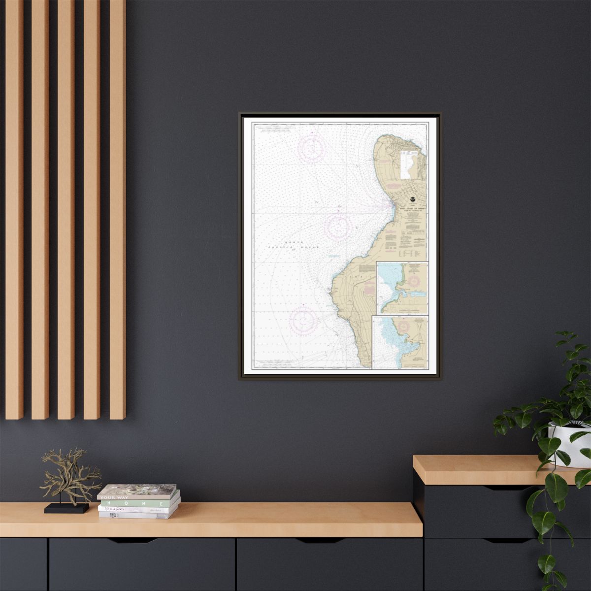Chart 19327 West Coast of Hawaii Cook Point to Upolu Point;Keauhou Bay;Honokohau Harbor - NOAA Nautical Chart Floating Frame Canvas | 24" x 32" | 30" x 40" - Espresso context-2