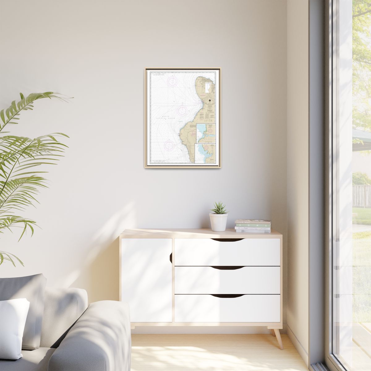 Chart 19327 West Coast of Hawaii Cook Point to Upolu Point;Keauhou Bay;Honokohau Harbor - NOAA Nautical Chart Floating Frame Canvas | 24" x 32" | 30" x 40" - Natural context-1