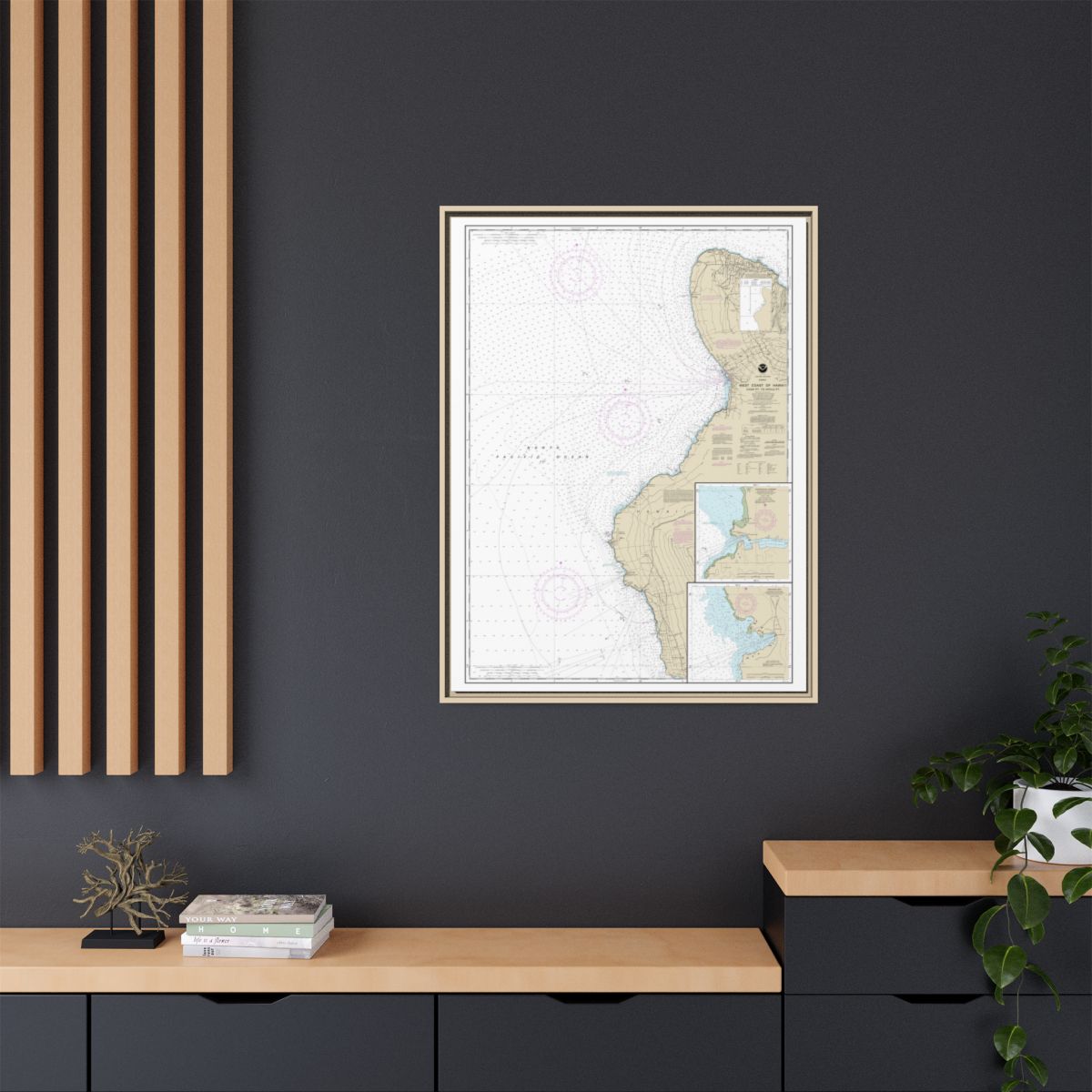 Chart 19327 West Coast of Hawaii Cook Point to Upolu Point;Keauhou Bay;Honokohau Harbor - NOAA Nautical Chart Floating Frame Canvas | 24" x 32" | 30" x 40" - Natural context-2