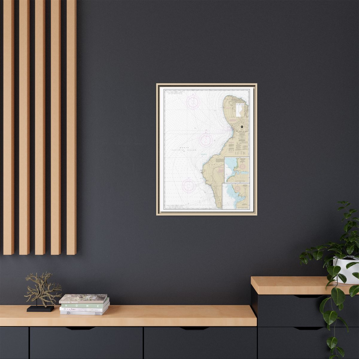 Chart 19327 West Coast of Hawaii Cook Point to Upolu Point;Keauhou Bay;Honokohau Harbor - NOAA Nautical Chart Floating Frame Canvas | 24" x 32" | 30" x 40" - Natural context-2