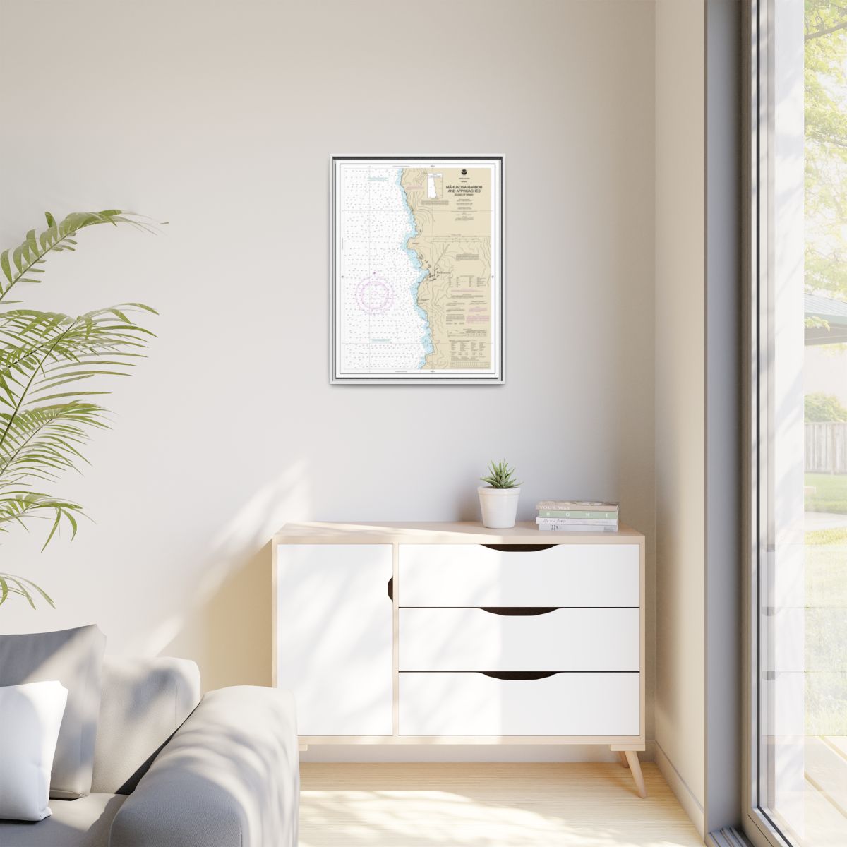 Chart 19329 Mahukona Harbor and approaches Island Of Hawaii - NOAA Nautical Chart Floating Frame Canvas | 24" x 32" | 30" x 40" - White context-1