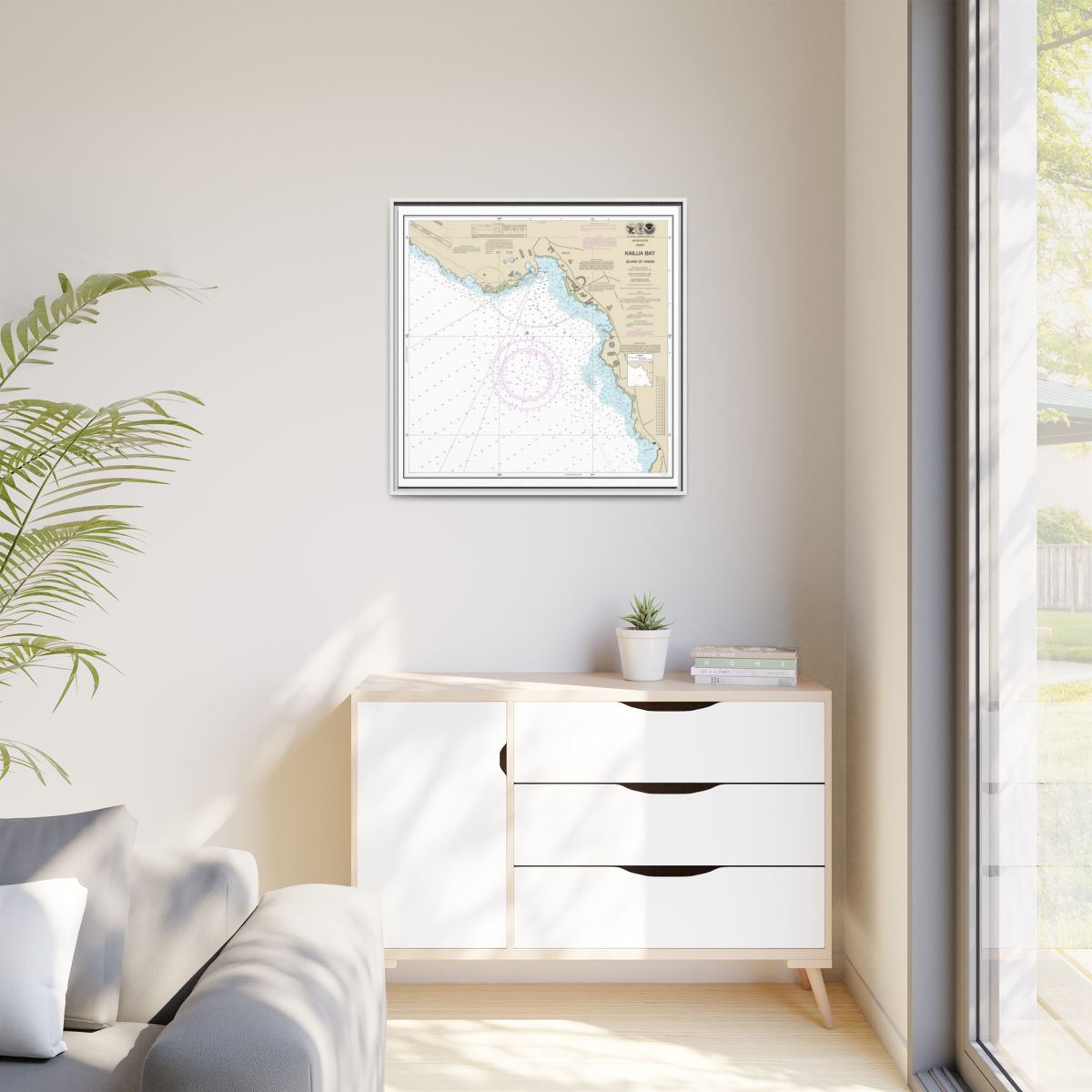 Chart 19331 Kailua Bay Island Of Hawaii - NOAA Nautical Chart Floating Frame Canvas | 32" x 32" - White context-1