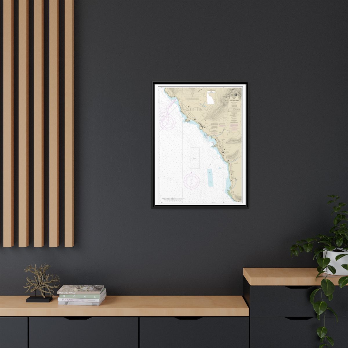 Chart 19361 Port Waianae Island of Oahu - NOAA Nautical Chart Floating Frame Canvas | 24" x 32" | 30" x 40" - Black context-2