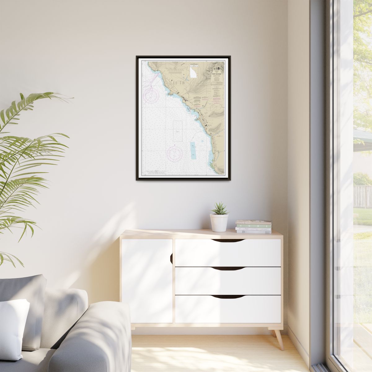 Chart 19361 Port Waianae Island of Oahu - NOAA Nautical Chart Floating Frame Canvas | 24" x 32" | 30" x 40" - Espresso context-1