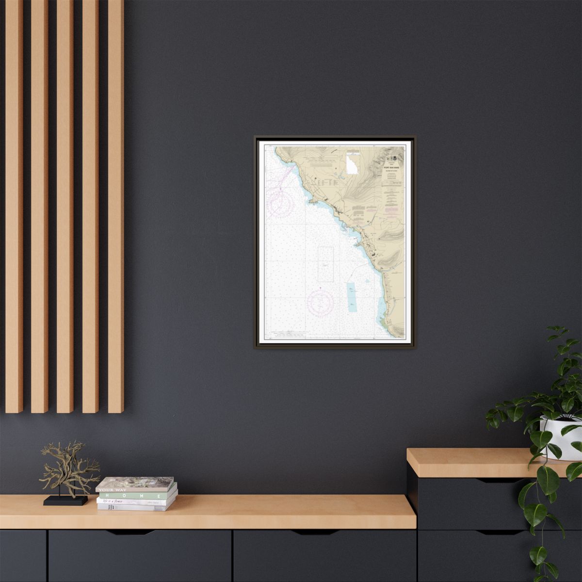 Chart 19361 Port Waianae Island of Oahu - NOAA Nautical Chart Floating Frame Canvas | 24" x 32" | 30" x 40" - Espresso context-2