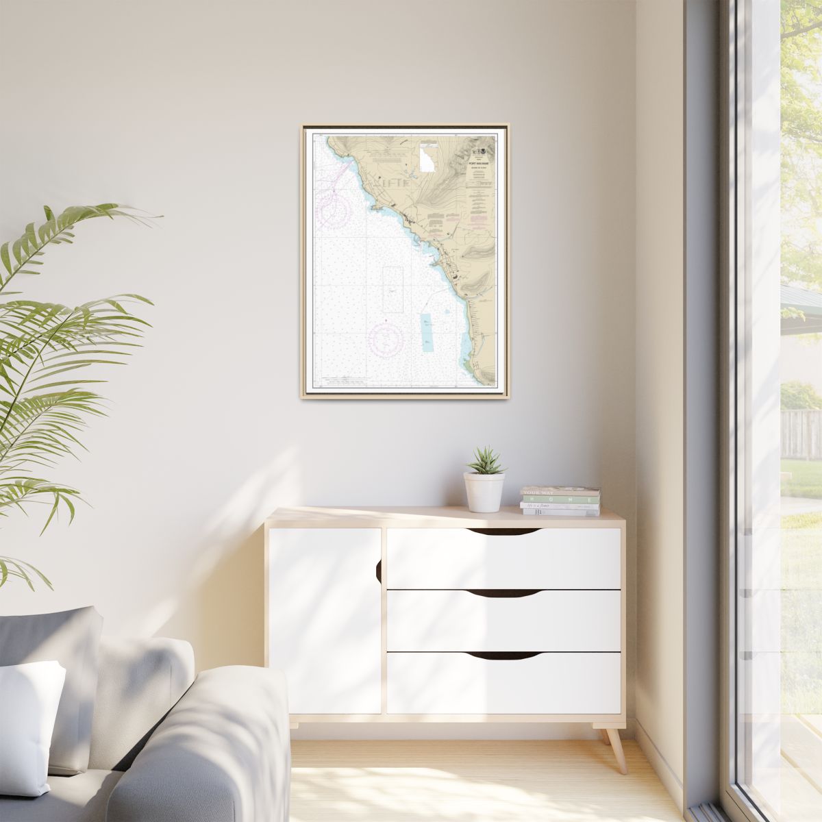 Chart 19361 Port Waianae Island of Oahu - NOAA Nautical Chart Floating Frame Canvas | 24" x 32" | 30" x 40" - Natural context-1