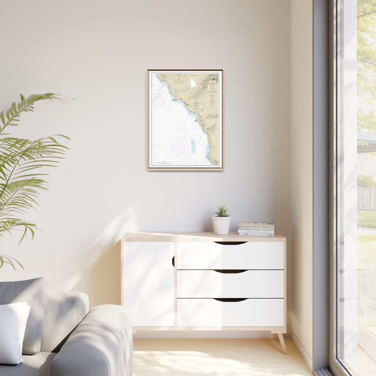 Chart 19361 Port Waianae Island of Oahu - NOAA Nautical Chart Floating Frame Canvas | 24" x 32" | 30" x 40" - Natural context-1