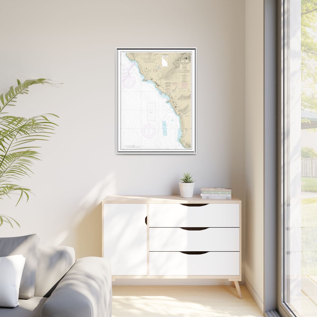 Chart 19361 Port Waianae Island of Oahu - NOAA Nautical Chart Floating Frame Canvas | 24" x 32" | 30" x 40" - White context-1