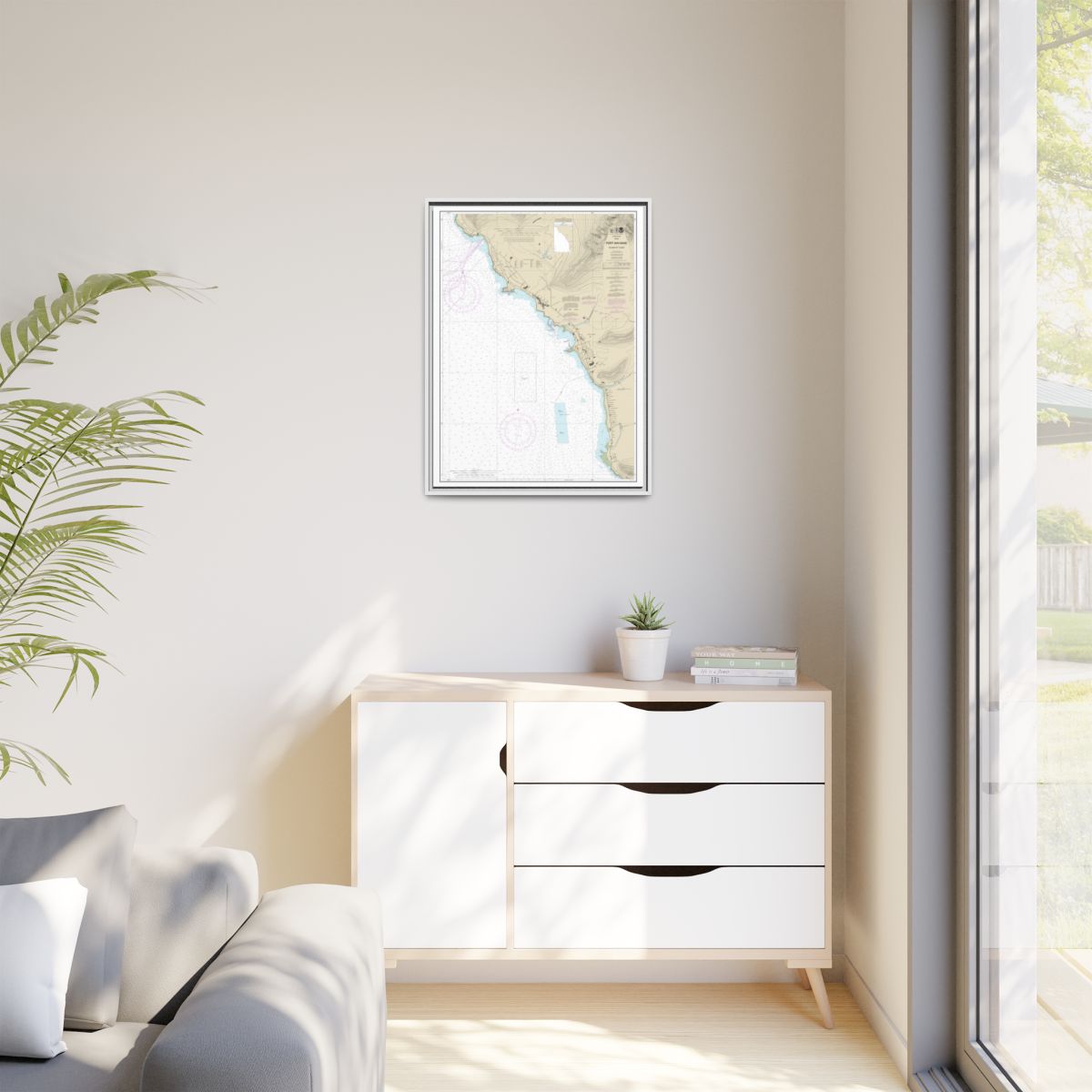 Chart 19361 Port Waianae Island of Oahu - NOAA Nautical Chart Floating Frame Canvas | 24" x 32" | 30" x 40" - White context-1