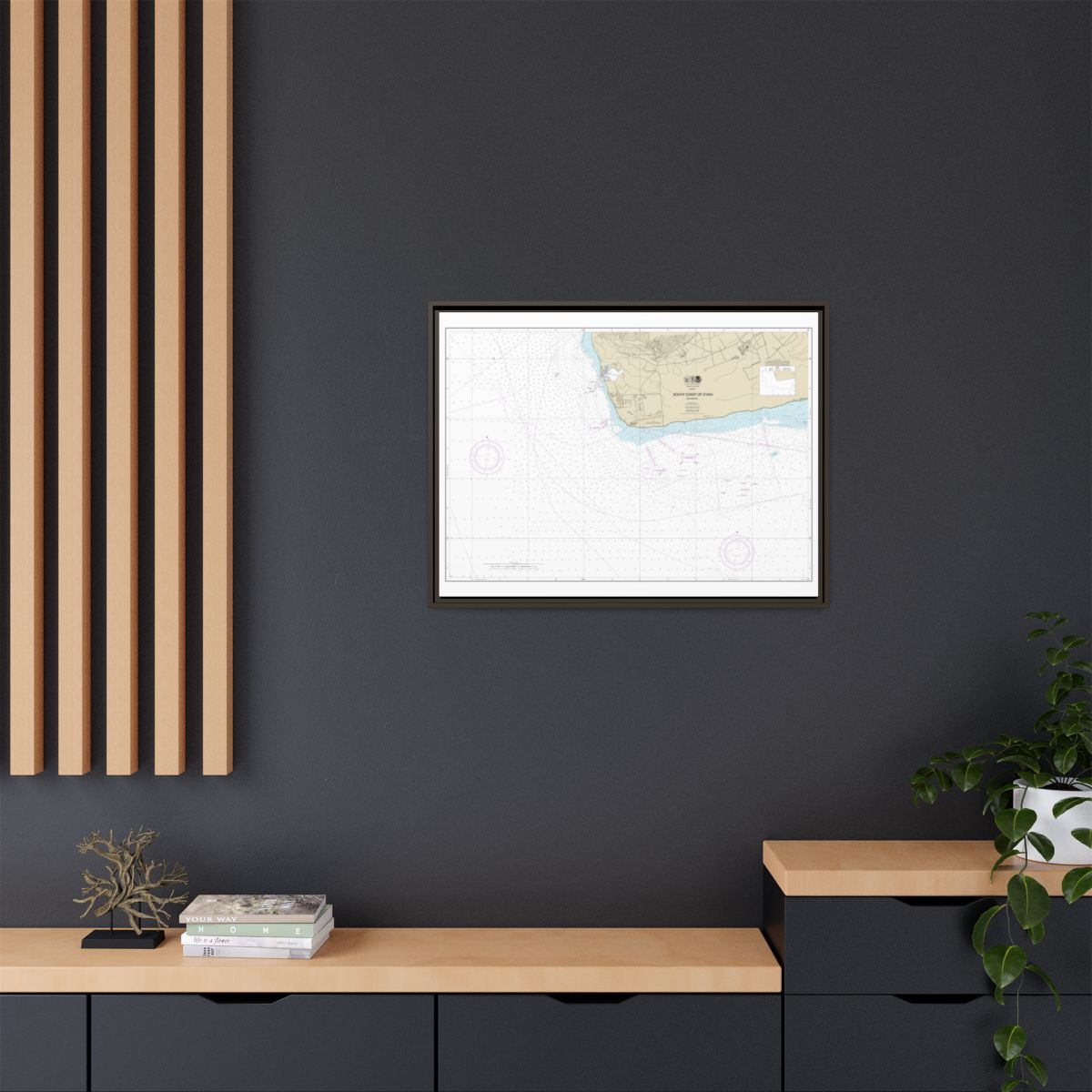 Chart 19362 South Coast of Oahu Kalaeloa - NOAA Nautical Chart Floating Frame Canvas | 32" x 24" | 40" x 30" - Espresso context-2