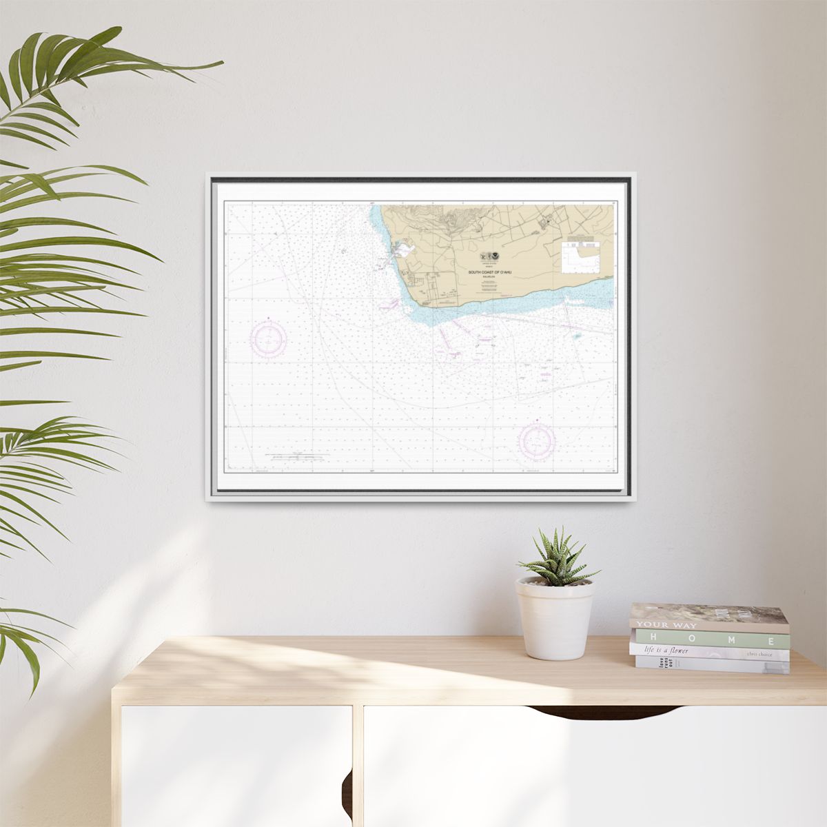Chart 19362 South Coast of Oahu Kalaeloa - NOAA Nautical Chart Floating Frame Canvas | 32" x 24" | 40" x 30" - White context-1