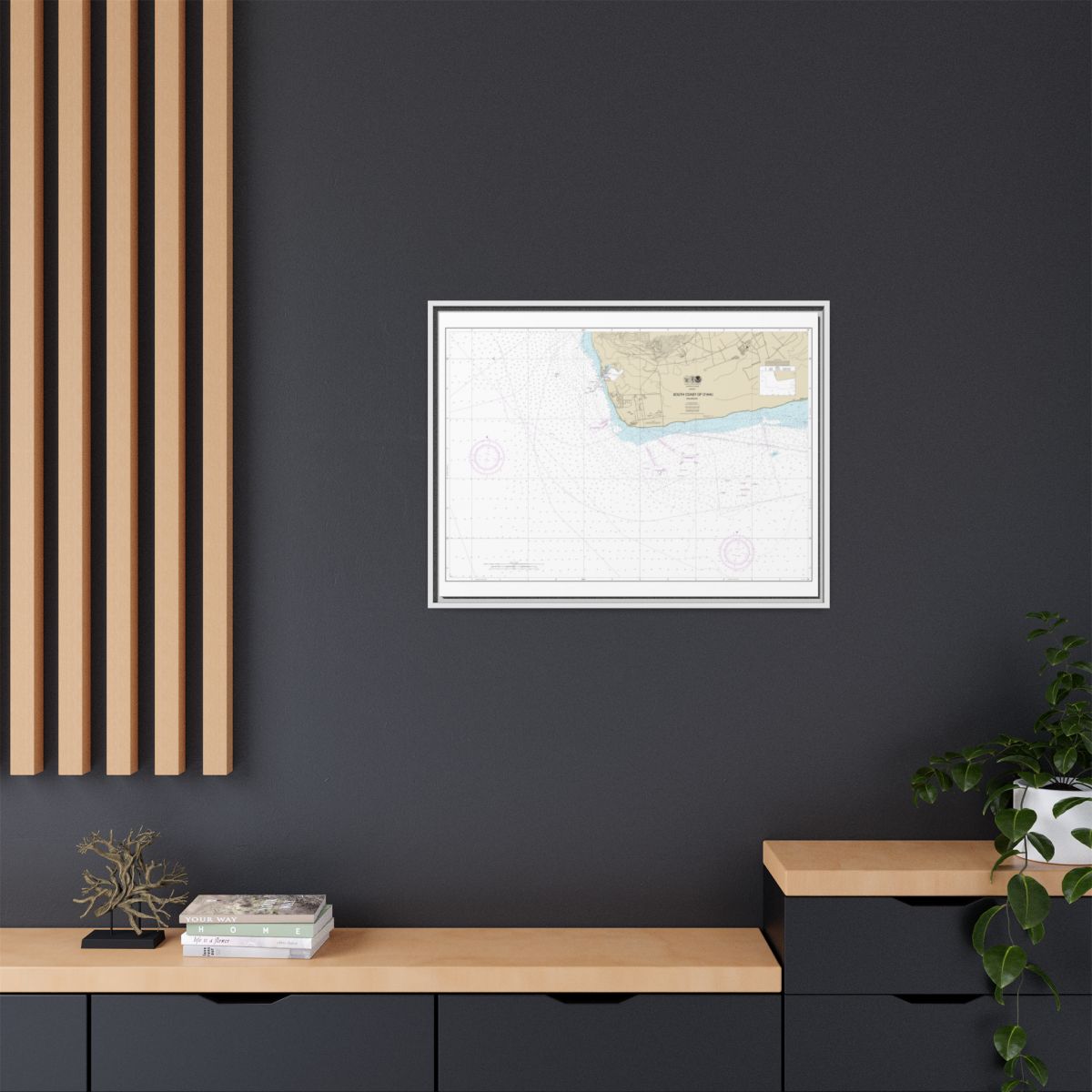 Chart 19362 South Coast of Oahu Kalaeloa - NOAA Nautical Chart Floating Frame Canvas | 32" x 24" | 40" x 30" - White context-2