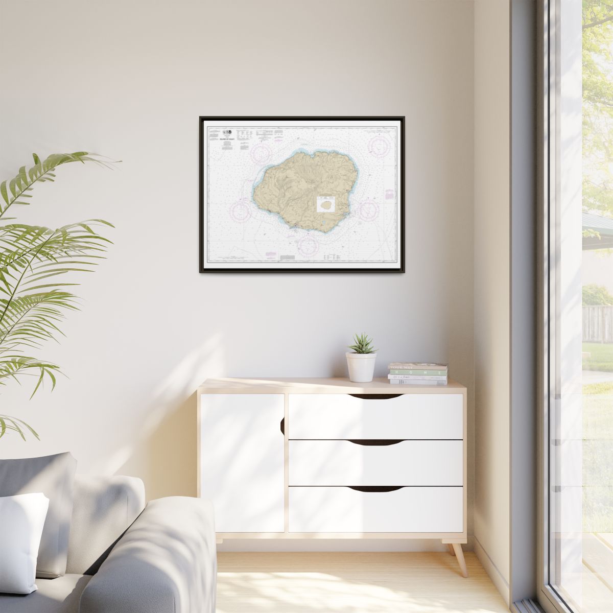 Chart 19381 Island of Kauai - NOAA Nautical Chart Floating Frame Canvas | 32" x 24" | 40" x 30" - Espresso context-1