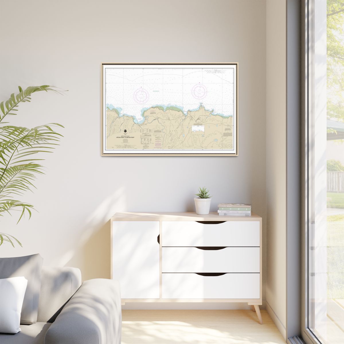 Chart 19385 North Coast of Kauai Haena Point to Kepuhi Point - NOAA Nautical Chart Floating Frame Canvas | 30" x 20" | 36" x 24" | 48" x 32" - Natural context-1