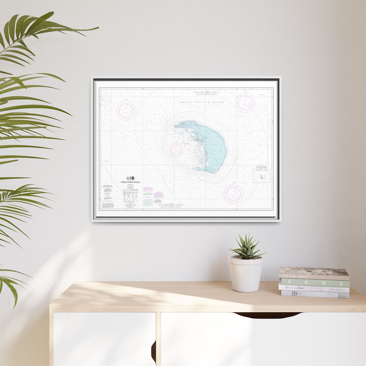 Chart 19401 French Frigate Shoals - NOAA Nautical Chart Floating Frame Canvas | 32" x 24" | 40" x 30" - White context-1