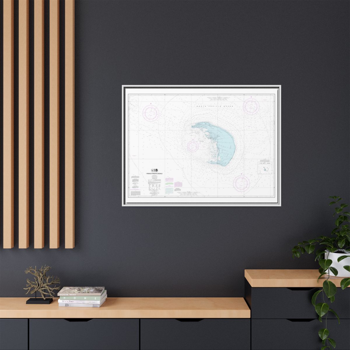 Chart 19401 French Frigate Shoals - NOAA Nautical Chart Floating Frame Canvas | 32" x 24" | 40" x 30" - White context-2