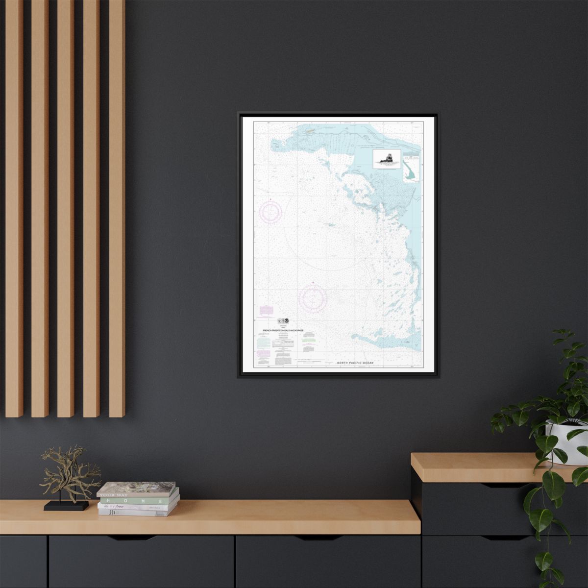 Chart 19402 French Frigate Shoals Anchorage - NOAA Nautical Chart Floating Frame Canvas | 24" x 32" | 30" x 40" - Black context-2