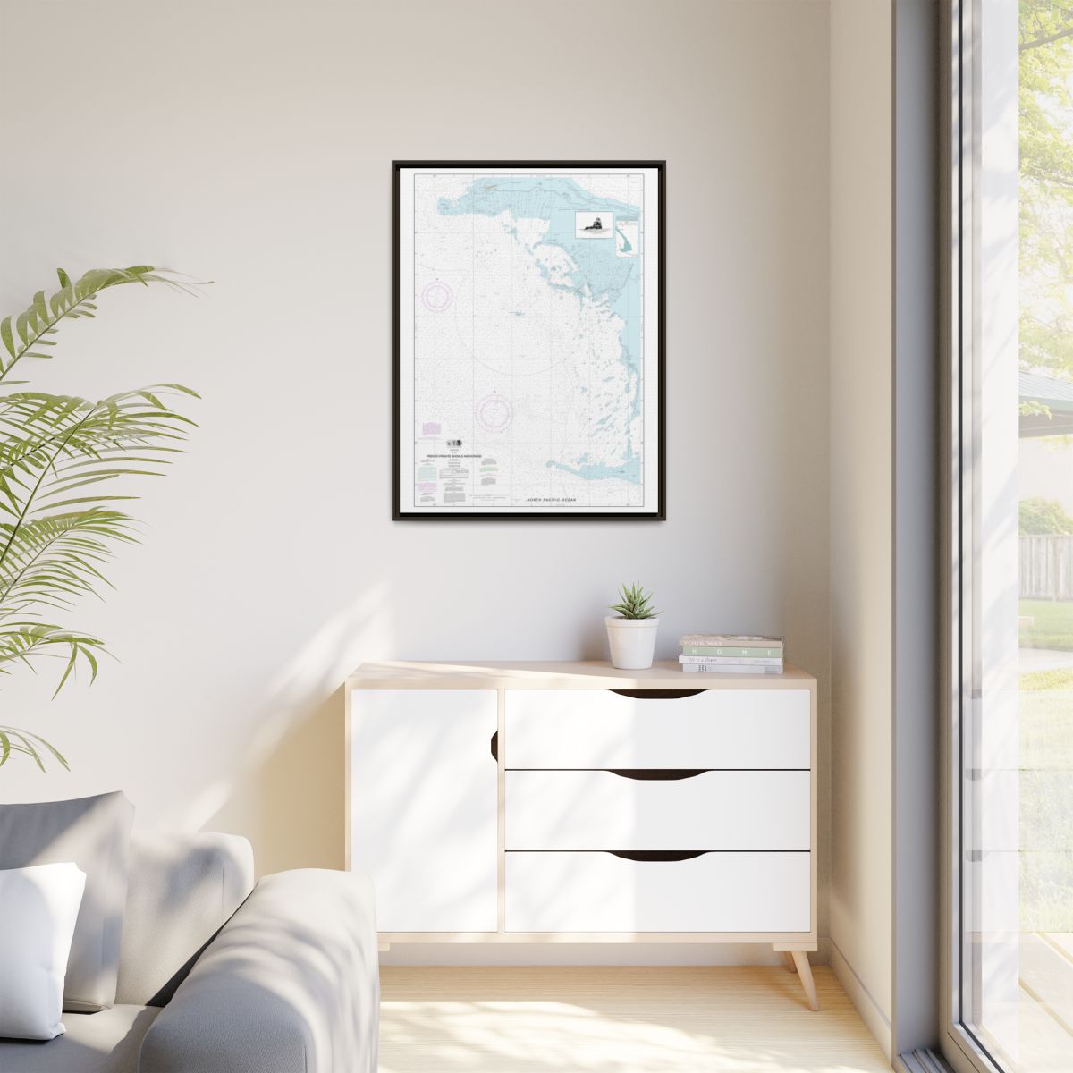 Chart 19402 French Frigate Shoals Anchorage - NOAA Nautical Chart Floating Frame Canvas | 24" x 32" | 30" x 40" - Espresso context-1