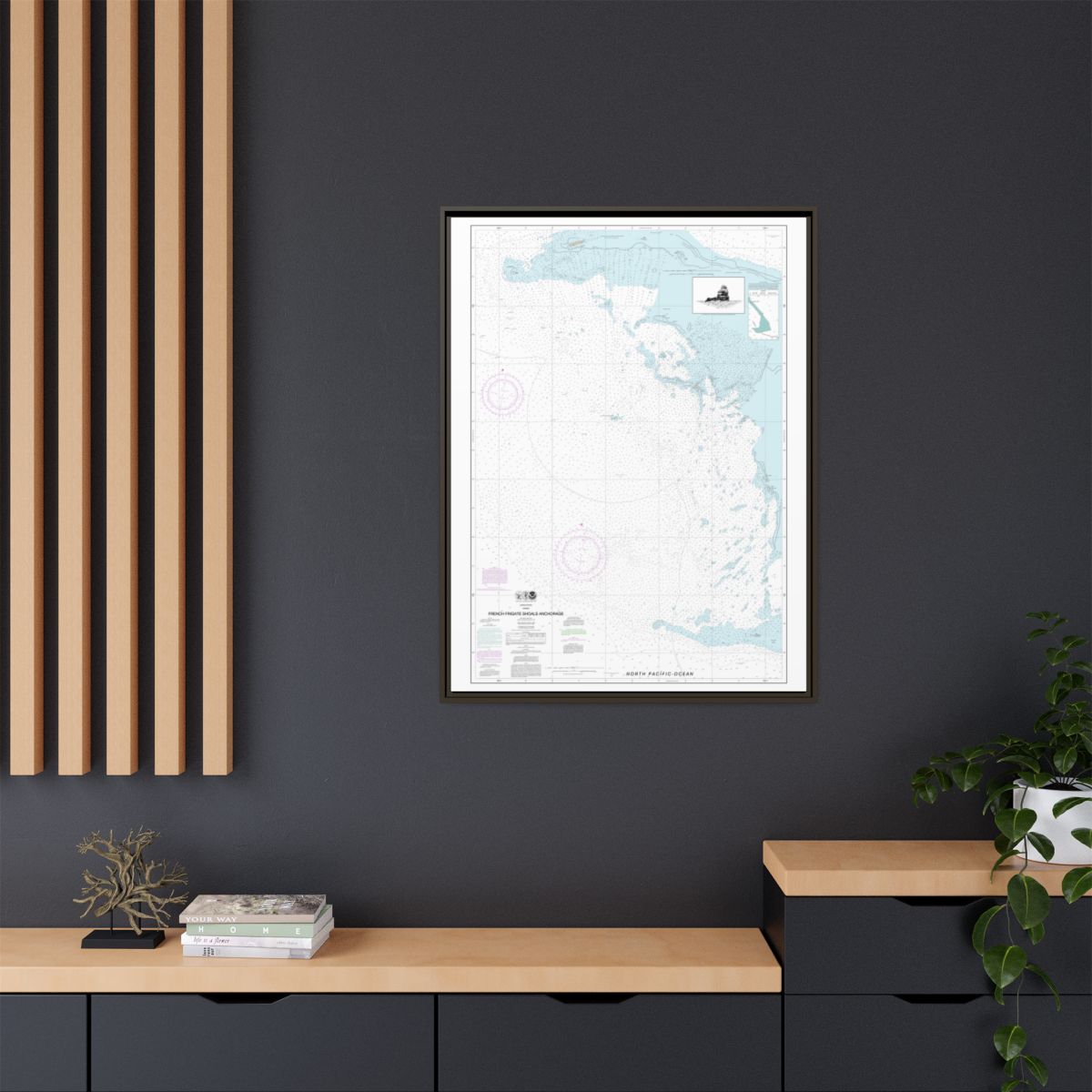 Chart 19402 French Frigate Shoals Anchorage - NOAA Nautical Chart Floating Frame Canvas | 24" x 32" | 30" x 40" - Espresso context-2
