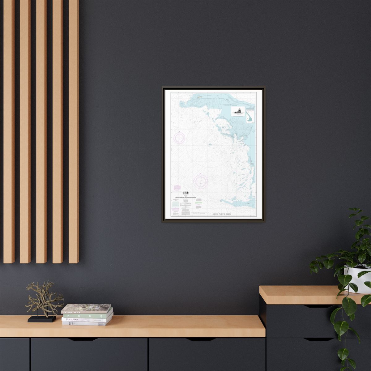Chart 19402 French Frigate Shoals Anchorage - NOAA Nautical Chart Floating Frame Canvas | 24" x 32" | 30" x 40" - Espresso context-2