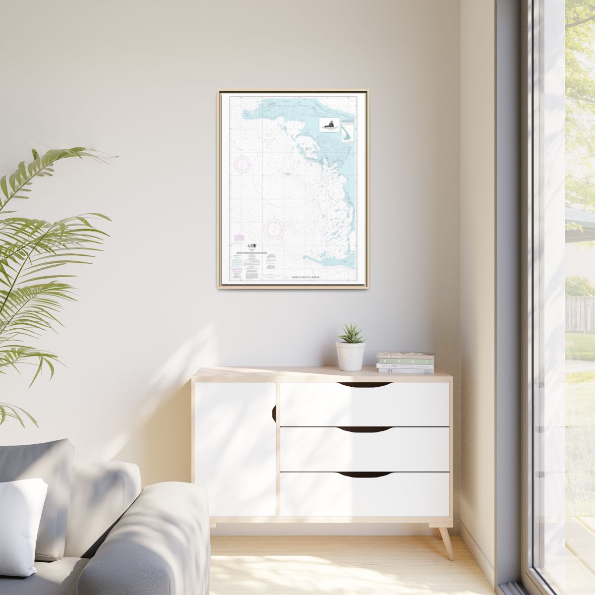 Chart 19402 French Frigate Shoals Anchorage - NOAA Nautical Chart Floating Frame Canvas | 24" x 32" | 30" x 40" - Natural context-1
