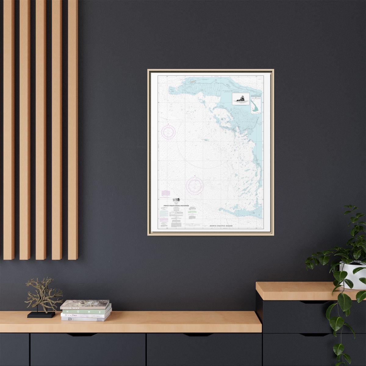 Chart 19402 French Frigate Shoals Anchorage - NOAA Nautical Chart Floating Frame Canvas | 24" x 32" | 30" x 40" - Natural context-2
