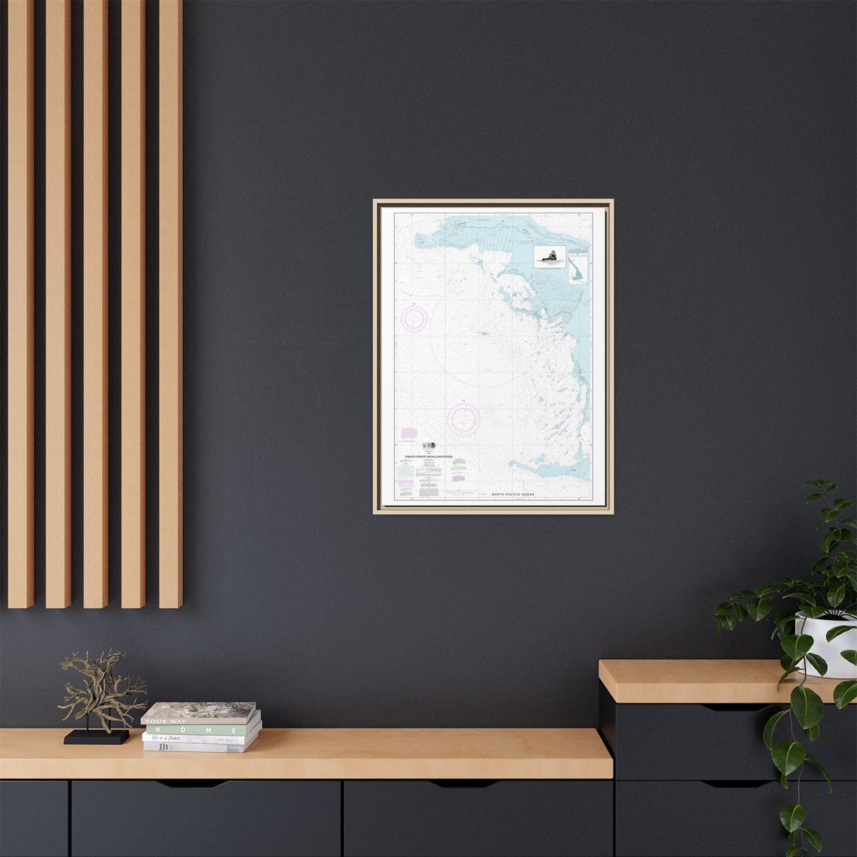 Chart 19402 French Frigate Shoals Anchorage - NOAA Nautical Chart Floating Frame Canvas | 24" x 32" | 30" x 40" - Natural context-2