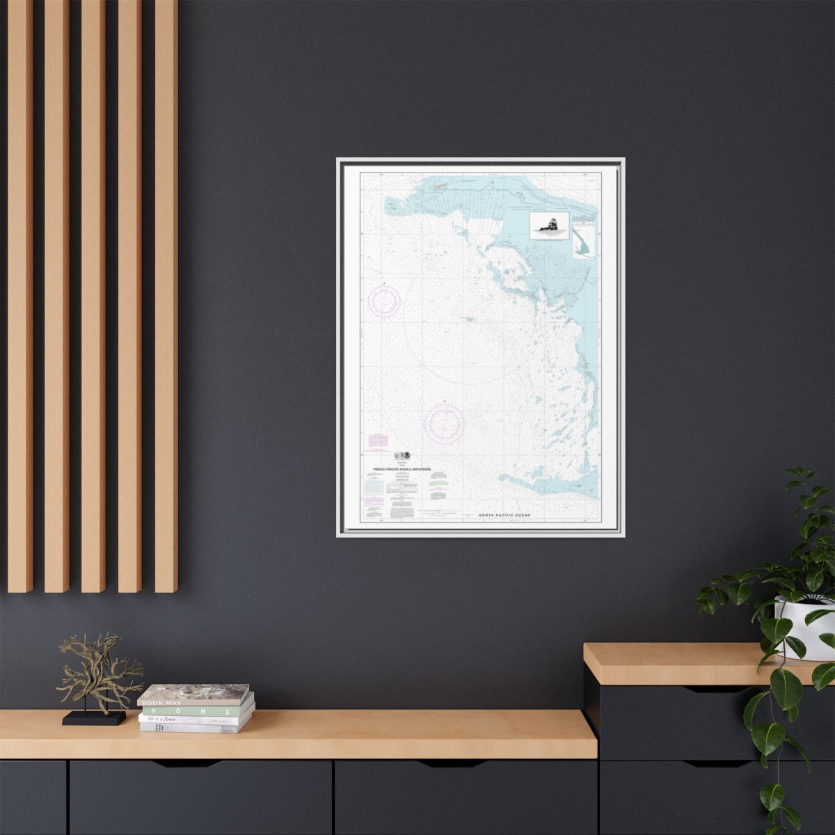 Chart 19402 French Frigate Shoals Anchorage - NOAA Nautical Chart Floating Frame Canvas | 24" x 32" | 30" x 40" - White context-2