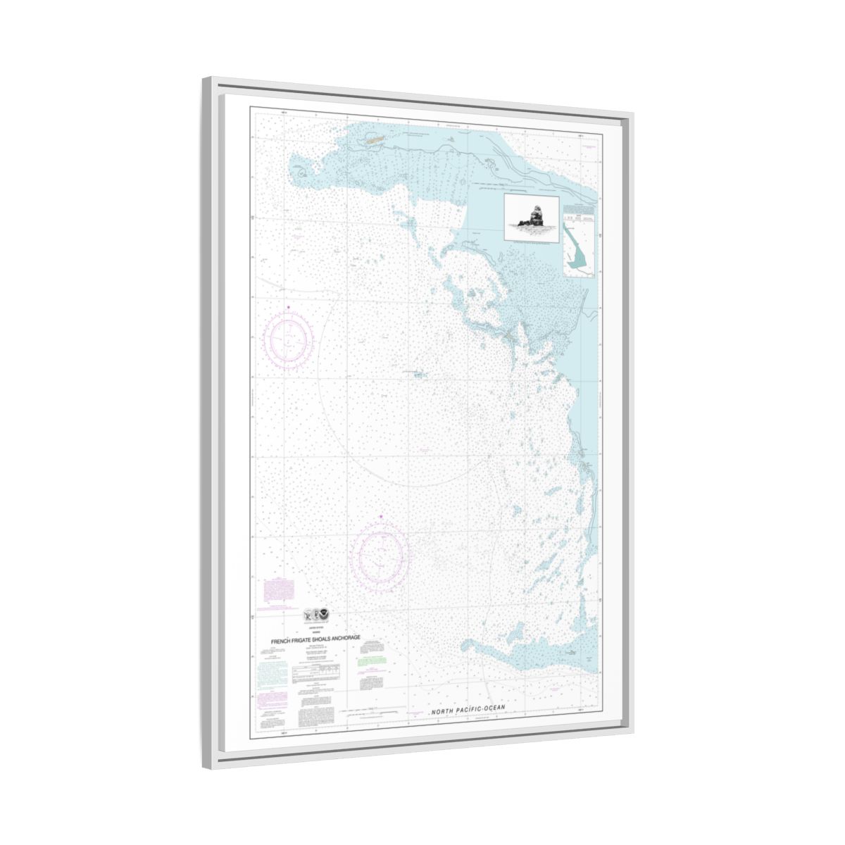 Chart 19402 French Frigate Shoals Anchorage - NOAA Nautical Chart Floating Frame Canvas | 24" x 32" | 30" x 40" - White side