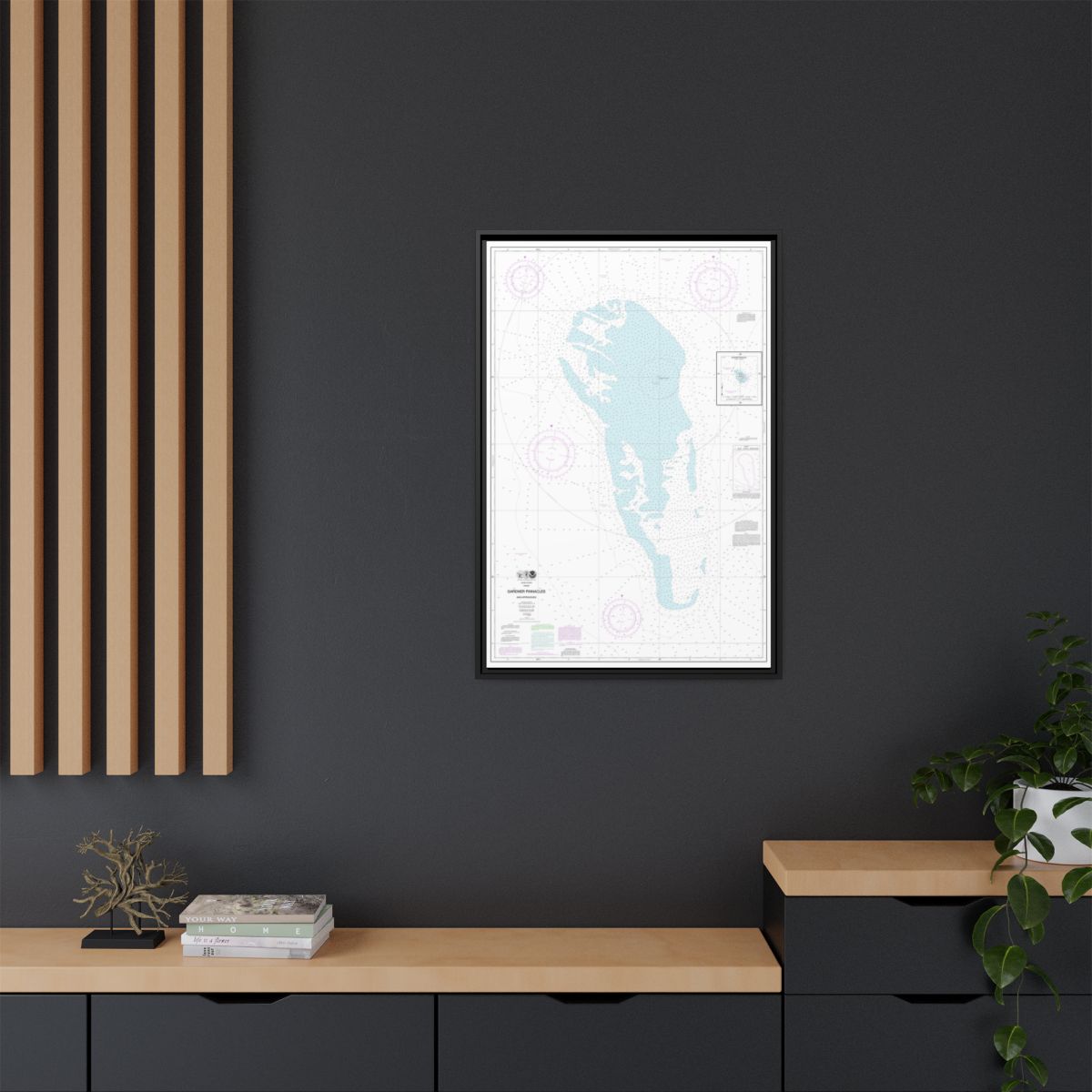 Chart 19421 Gardner Pinnacles and approaches;Gardner Pinnacles - NOAA Nautical Chart Floating Frame Canvas | 20" x 30" | 24" x 36" | 32" x 48" - Black context-2