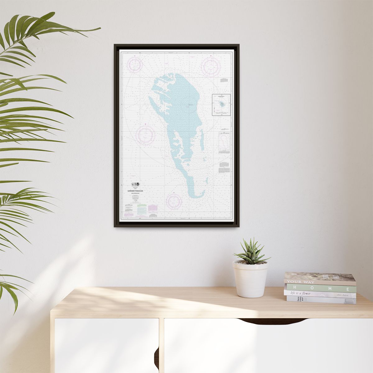 Chart 19421 Gardner Pinnacles and approaches;Gardner Pinnacles - NOAA Nautical Chart Floating Frame Canvas | 20" x 30" | 24" x 36" | 32" x 48" - Espresso context-1