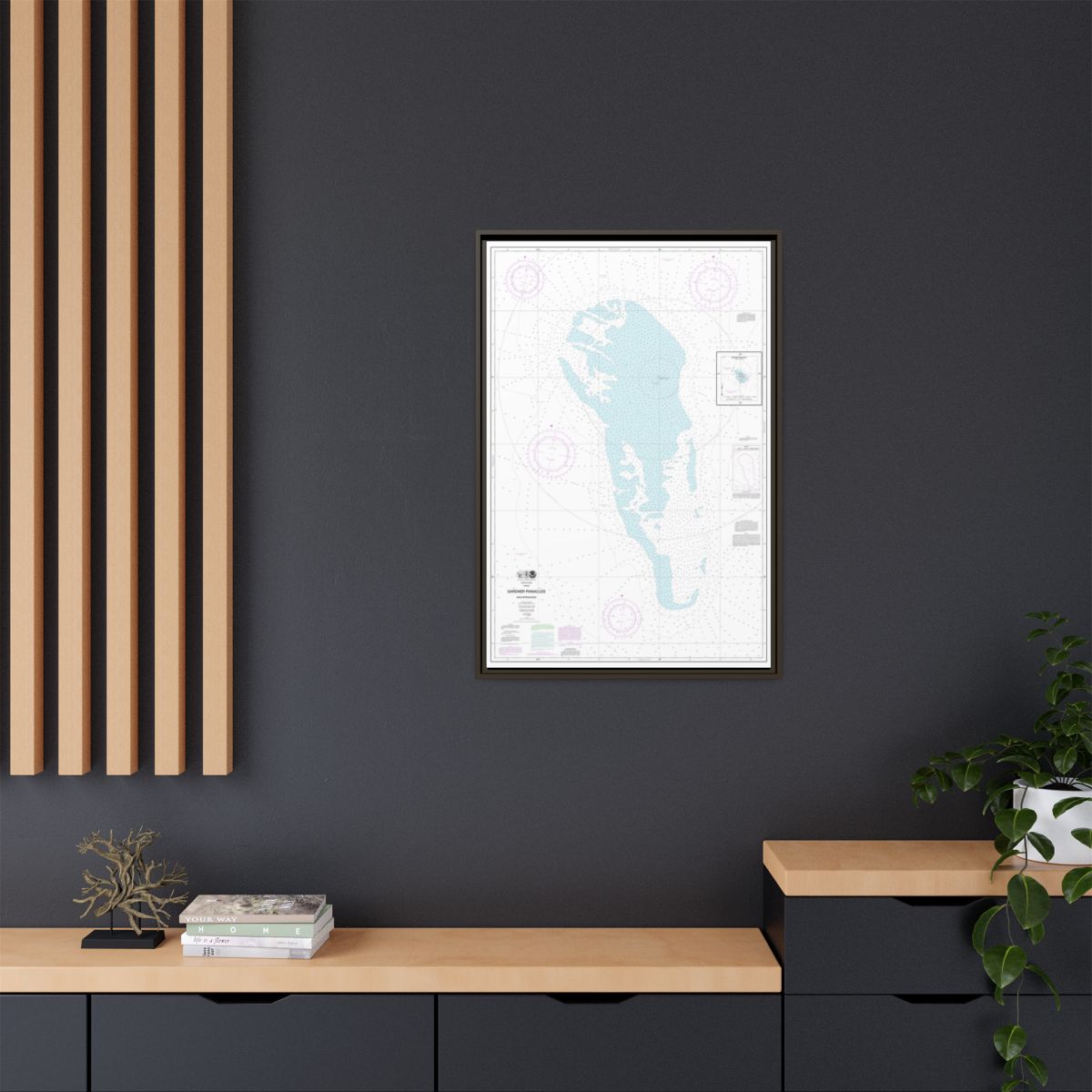 Chart 19421 Gardner Pinnacles and approaches;Gardner Pinnacles - NOAA Nautical Chart Floating Frame Canvas | 20" x 30" | 24" x 36" | 32" x 48" - Espresso context-2