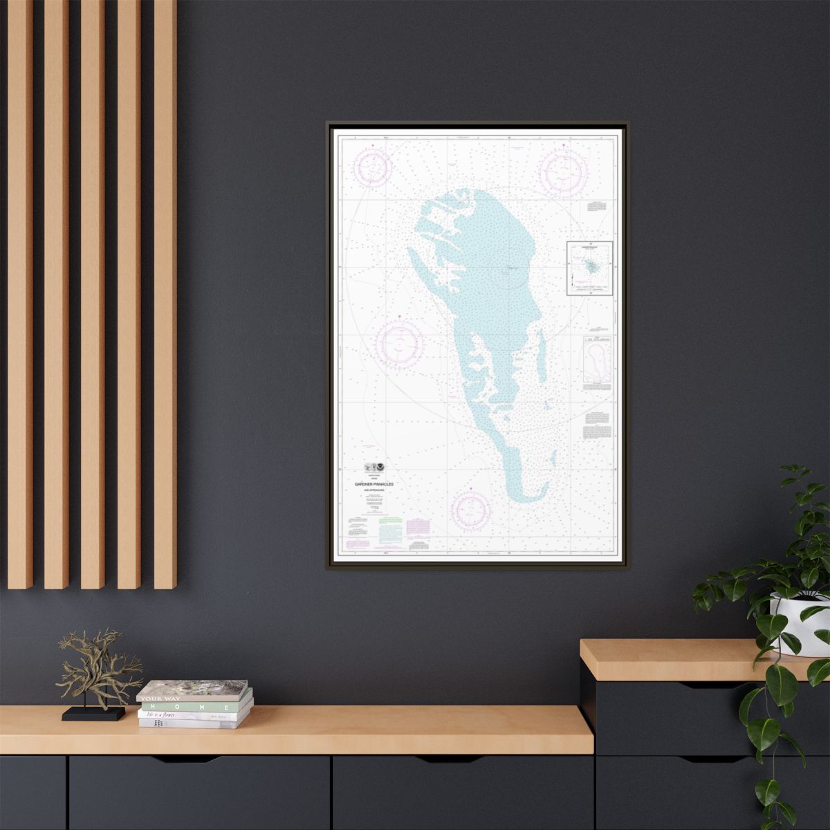 Chart 19421 Gardner Pinnacles and approaches;Gardner Pinnacles - NOAA Nautical Chart Floating Frame Canvas | 20" x 30" | 24" x 36" | 32" x 48" - Espresso context-2