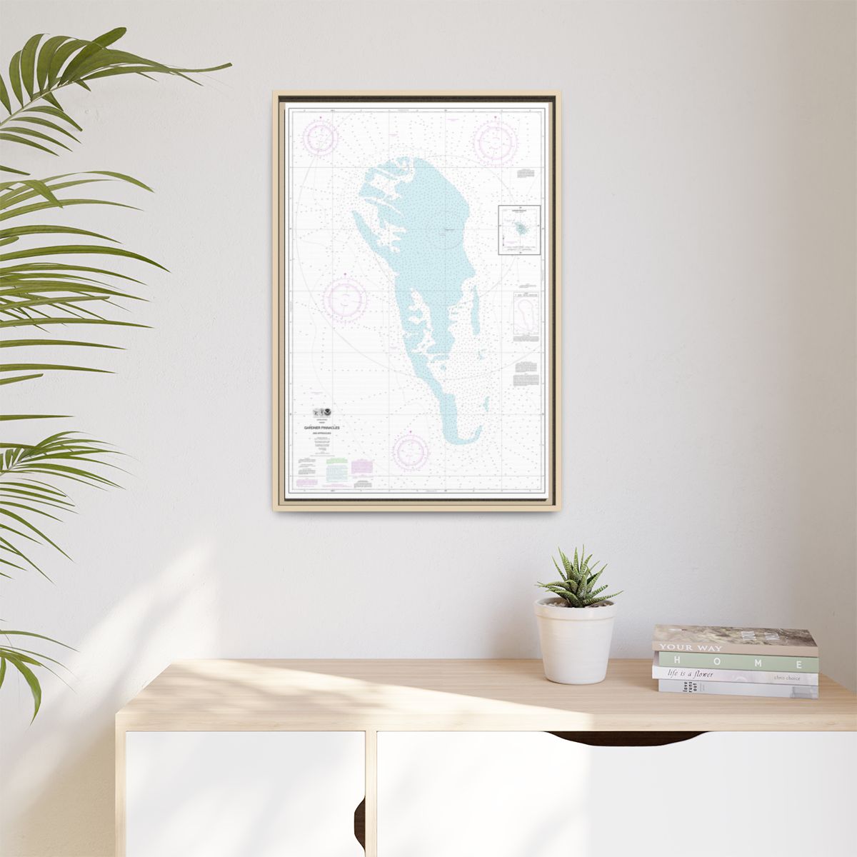 Chart 19421 Gardner Pinnacles and approaches;Gardner Pinnacles - NOAA Nautical Chart Floating Frame Canvas | 20" x 30" | 24" x 36" | 32" x 48" - Natural context-1