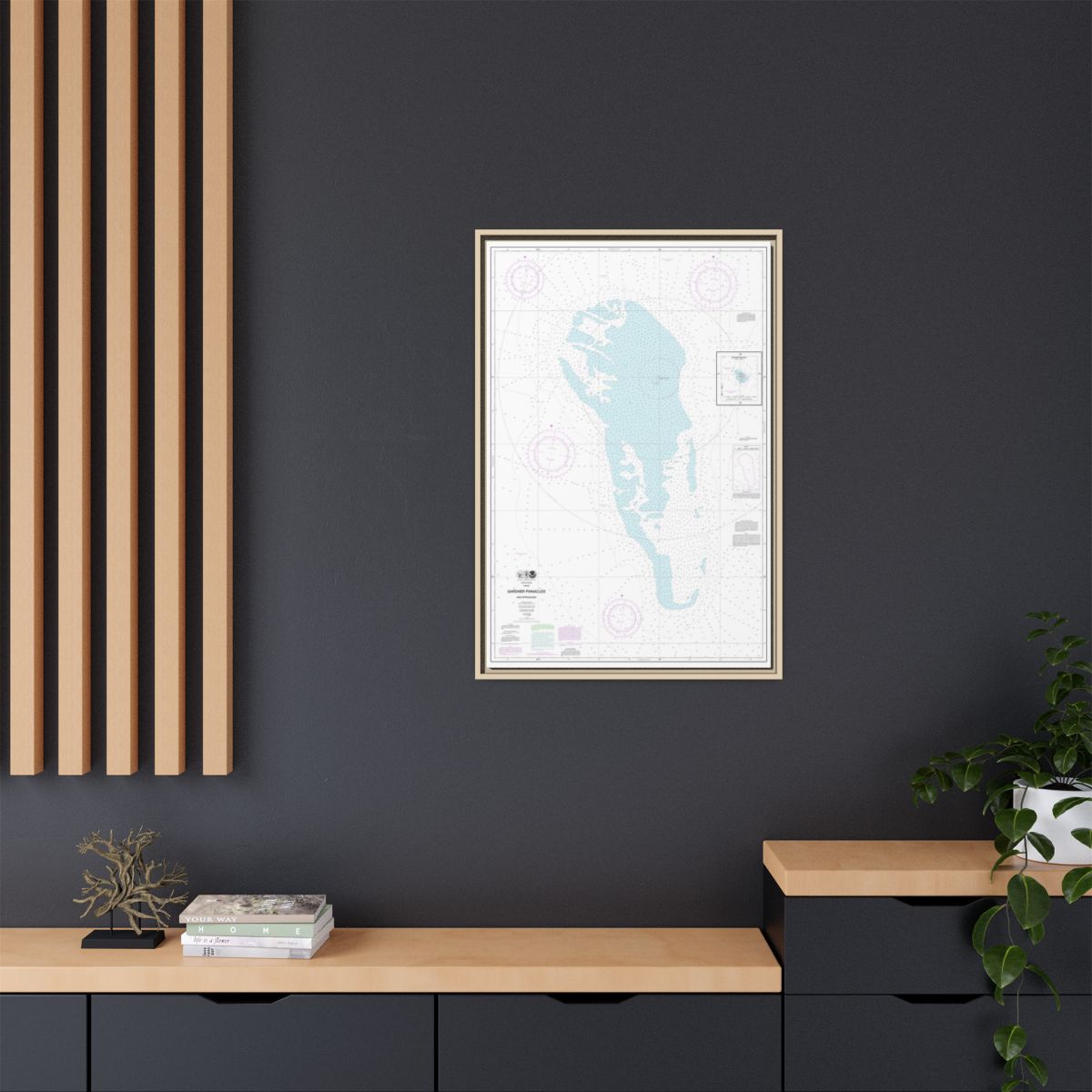 Chart 19421 Gardner Pinnacles and approaches;Gardner Pinnacles - NOAA Nautical Chart Floating Frame Canvas | 20" x 30" | 24" x 36" | 32" x 48" - Natural context-2