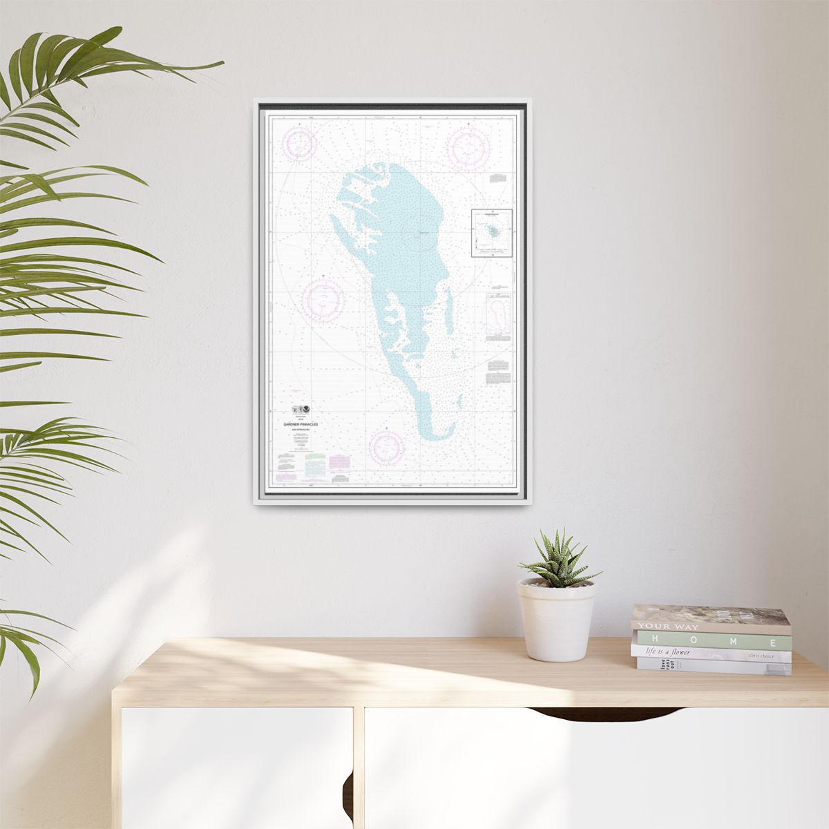 Chart 19421 Gardner Pinnacles and approaches;Gardner Pinnacles - NOAA Nautical Chart Floating Frame Canvas | 20" x 30" | 24" x 36" | 32" x 48" - White context-1